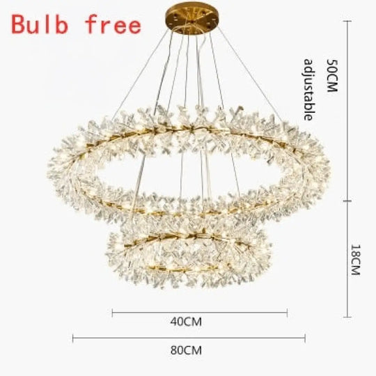 Luxurious Crystal Flower Ceiling Chandelier - Led Indoor Lighting For Home Decoration D80Cm And