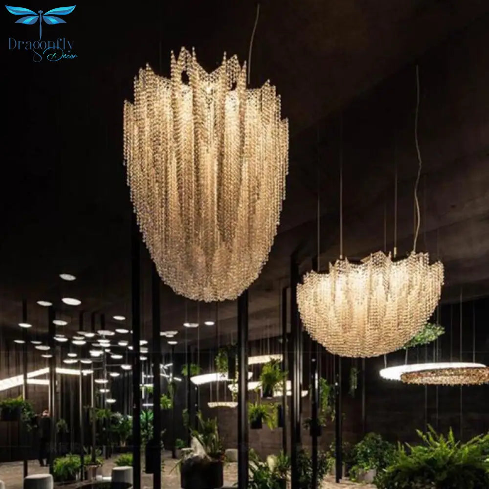 Luxury Crystal Chandelier For High Ceiling Living Room Lighting K9 Hotel Lobby Project Custom