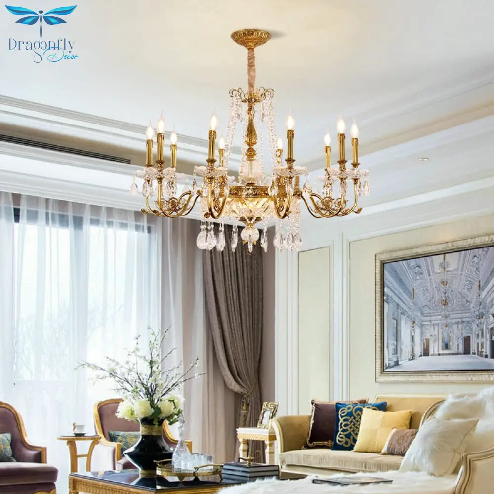 Luxury French Pendant Light Brass Lamp Gold Chandelier Candle Chandeliers Antique