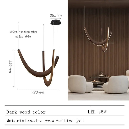 Luxury Hand - Crafted Black Wood Pendant Light - Designer Chandelier For Elegant Room Decor B /