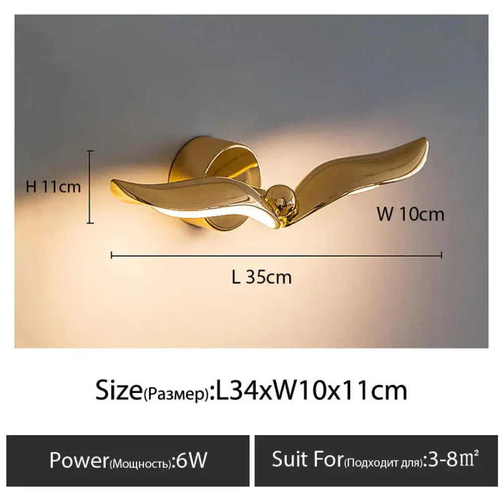 Luxury Minimalist Creative Seagull Wall Lamp For Bedroom Living Room Background Light 2 / Warm