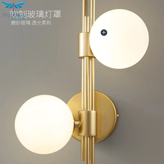 Luxury Modern Minimalist Glass Decorative Wall Lamp Gold Lustre Led Indoor Lighting Bedroom Bedside