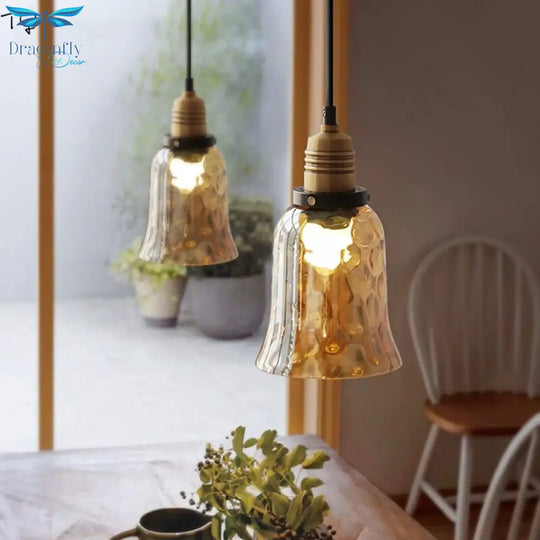 Luxury Retro Industrial Water Ripples Glass Pendant Lights Led E14 Simple Modern Light Fixtures For