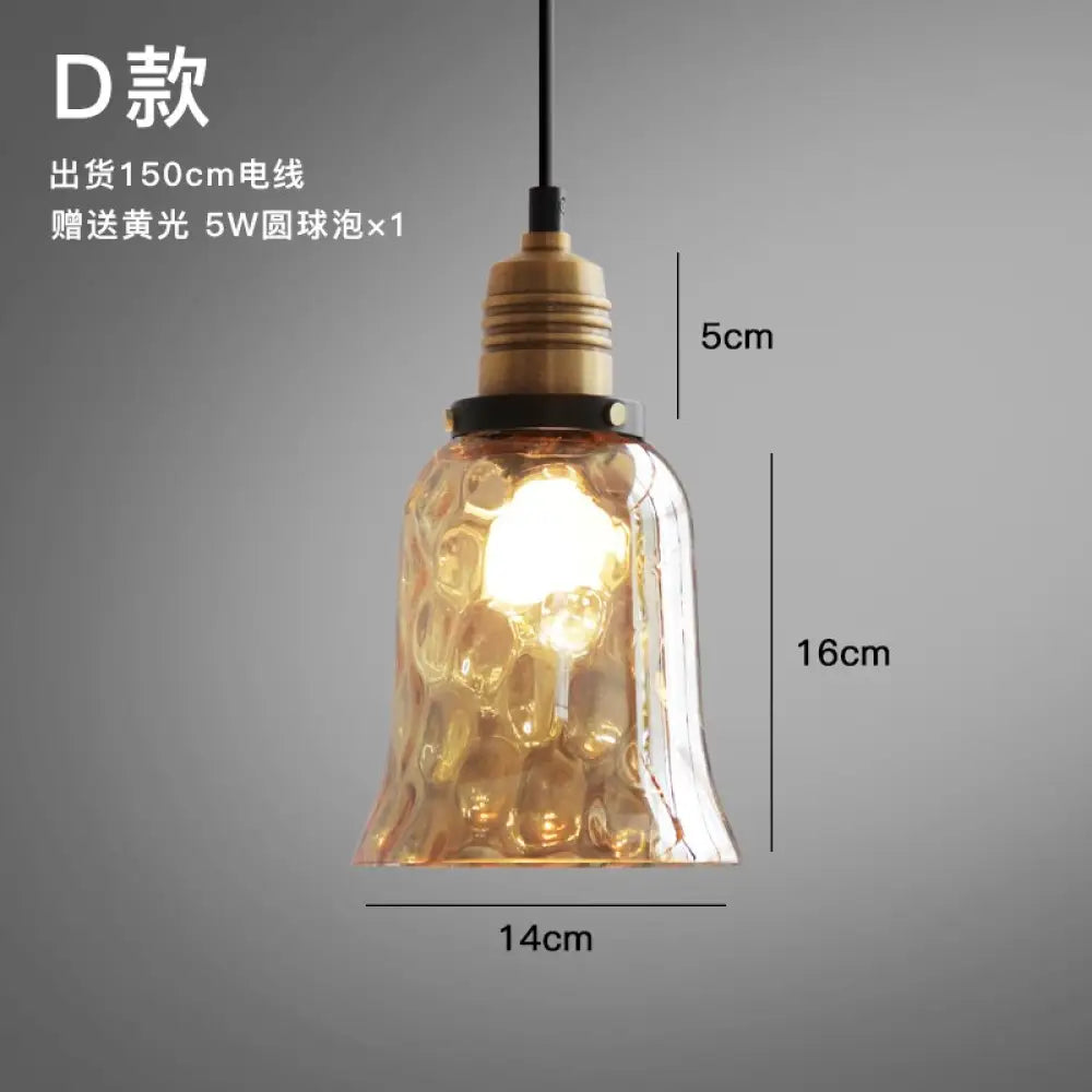 Luxury Retro Industrial Water Ripples Glass Pendant Lights Led E14 Simple Modern Light Fixtures For