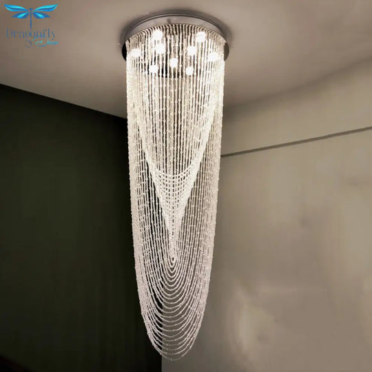 Luxury Staircase Chandelier Lighting Crystal Tassel Indoor Restaurant Lobby Cristal Lights Living