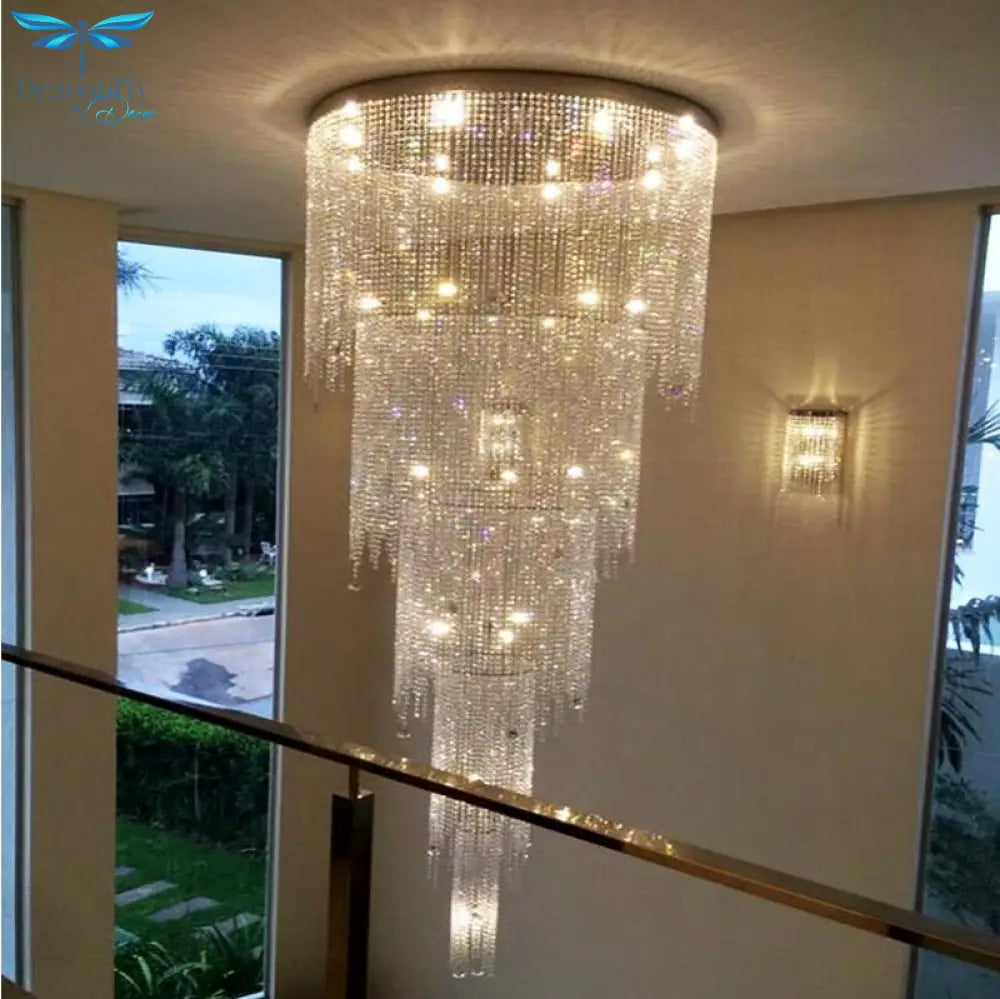 Luxury Staircase Crystal Chandelier Luxury Villa Living Room Led Rotary Decorative Customized