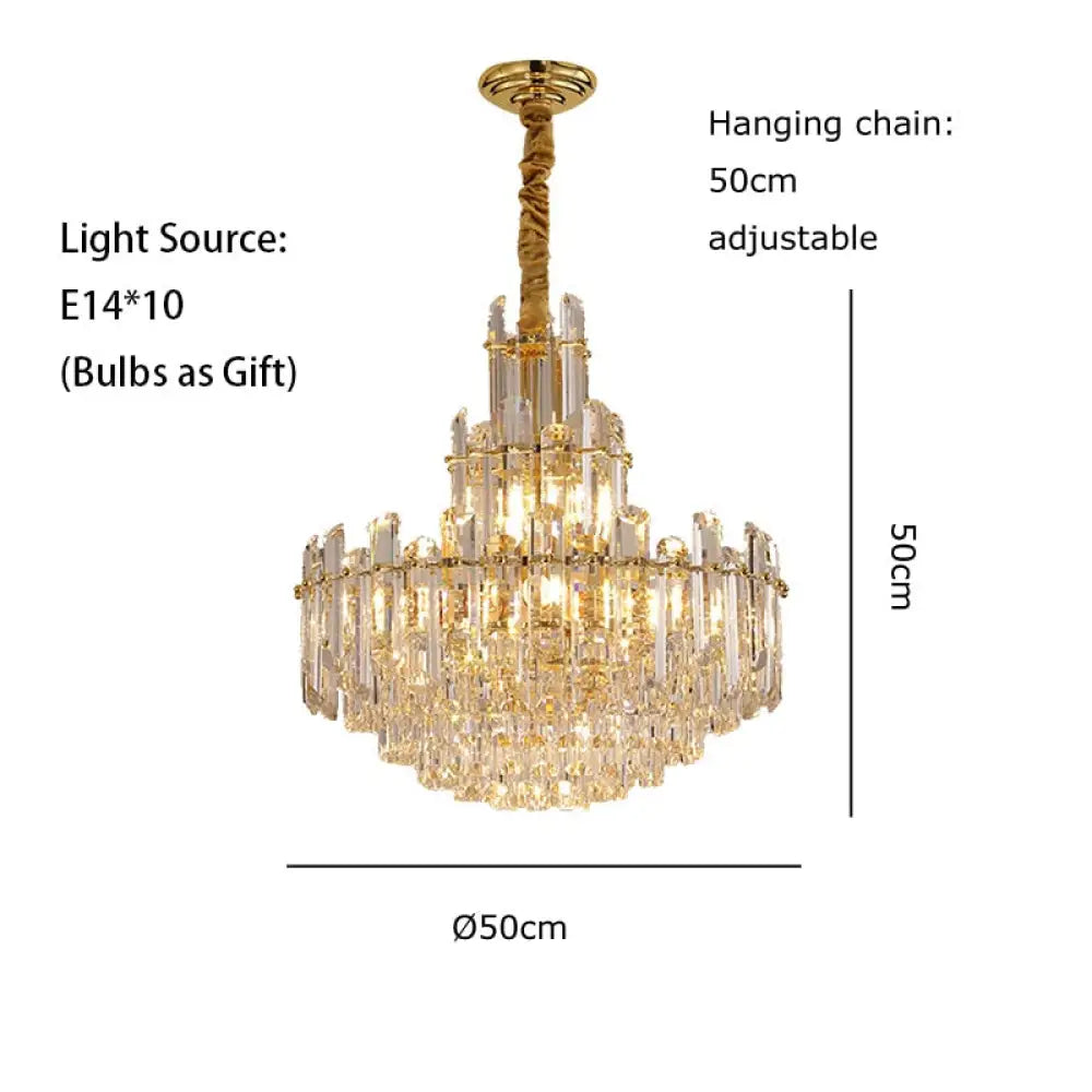 Luxury White Crystal Chandeliers For Living Room Dining And Villa Lighting 50Cm / Gold Frame White