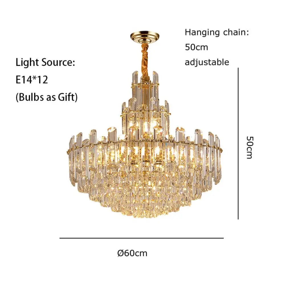 Luxury White Crystal Chandeliers For Living Room Dining And Villa Lighting 60Cm / Gold Frame White
