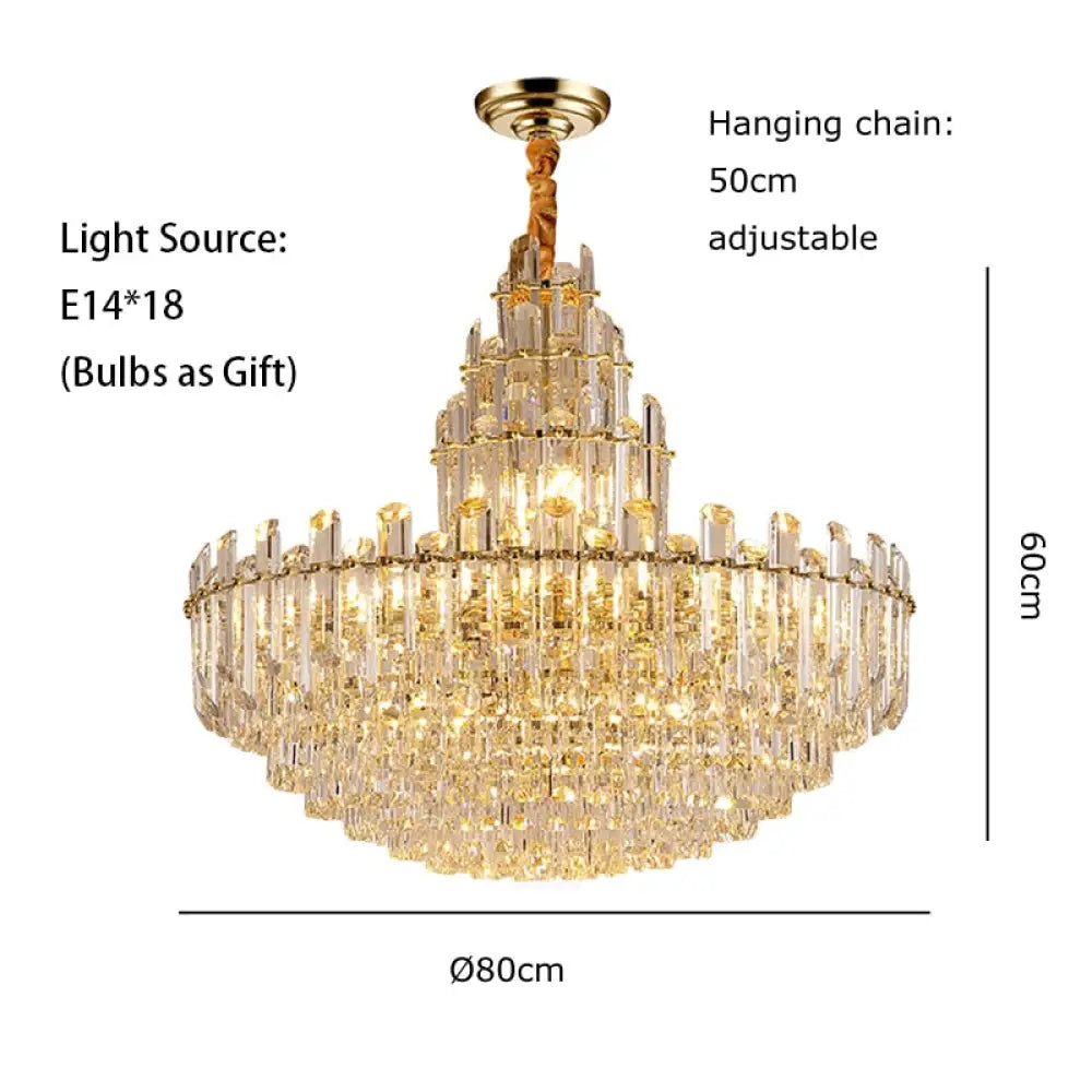 Luxury White Crystal Chandeliers For Living Room Dining And Villa Lighting 80Cm / Gold Frame White