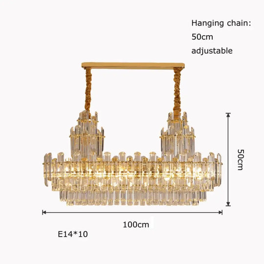 Luxury White Crystal Chandeliers For Living Room Dining And Villa Lighting Oval L100Cm / Gold Frame