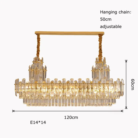 Luxury White Crystal Chandeliers For Living Room Dining And Villa Lighting Oval L120Cm / Gold Frame