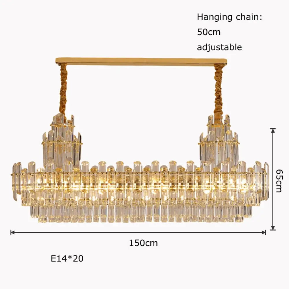 Luxury White Crystal Chandeliers For Living Room Dining And Villa Lighting Oval L150Cm / Gold Frame