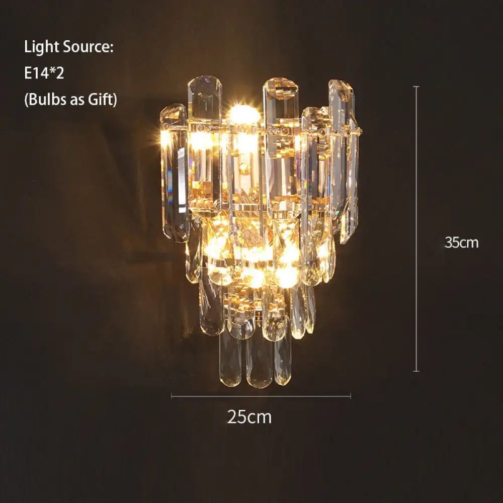 Luxury White Crystal Chandeliers For Living Room Dining And Villa Lighting Wall Lamp / Gold Frame