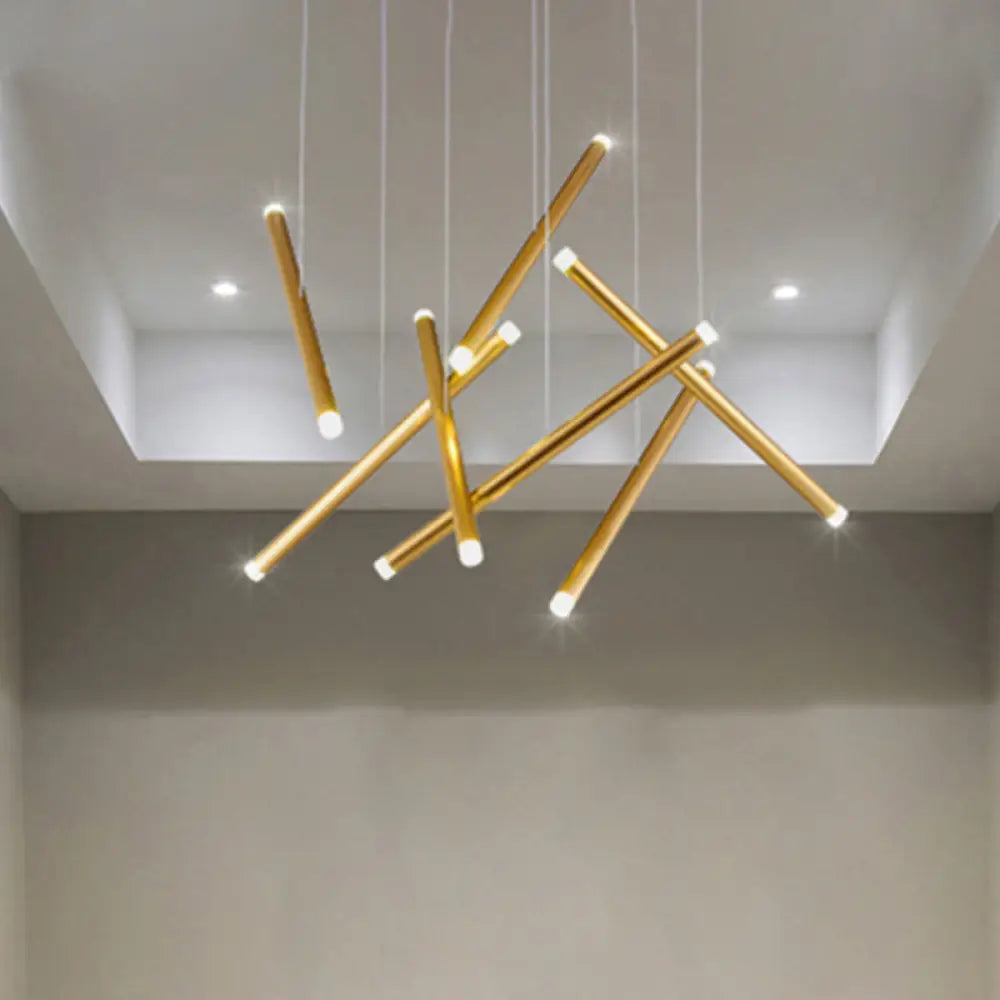 Lyla - 7 - Light Brown/Gold/Rose Gold Flute Cluster Pendant Light Simple Style 7 Lights Metal For
