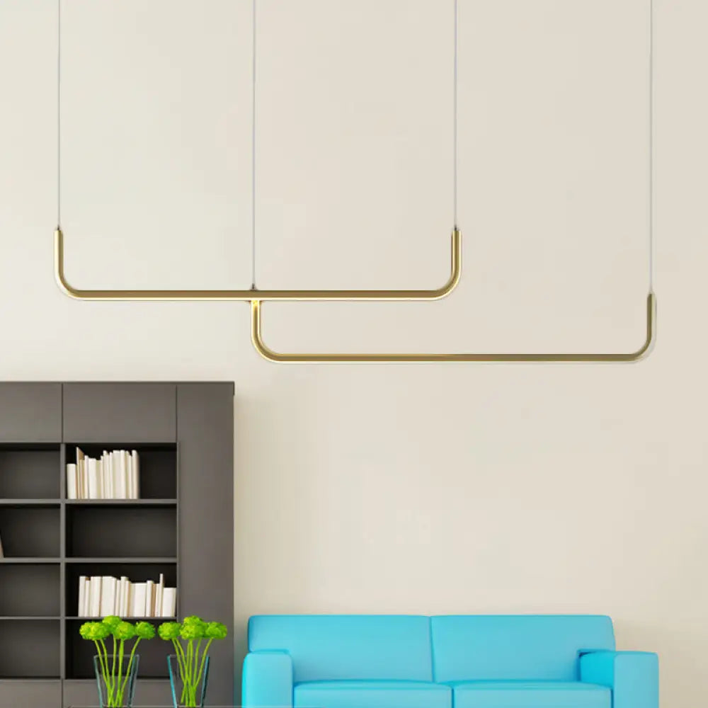 Lyla - Black/Gold Linear Pendant: Simple Led Multi Ceiling Light Gold / 47 Warm
