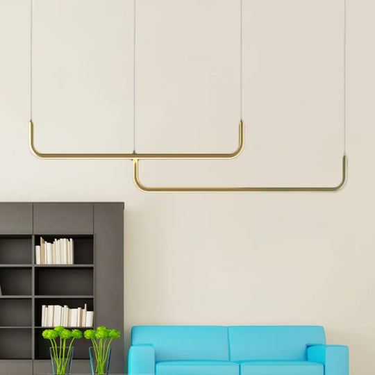 Lyla - Black/Gold Linear Pendant: Simple Led Multi Ceiling Light Gold / 47 Warm