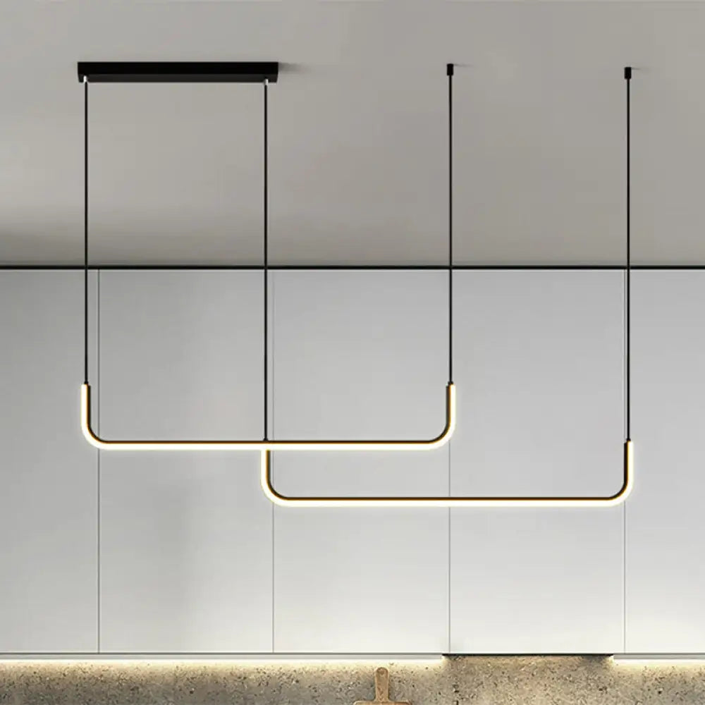 Lyla - Black/Gold Linear Pendant: Simple Led Multi Ceiling Light Black / 47 White