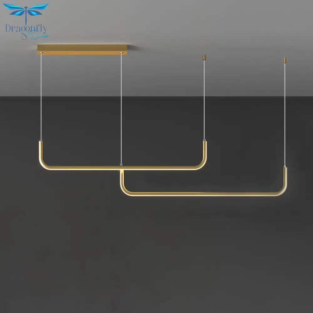 Lyla - Black/Gold Linear Pendant: Simple Led Multi Ceiling Light