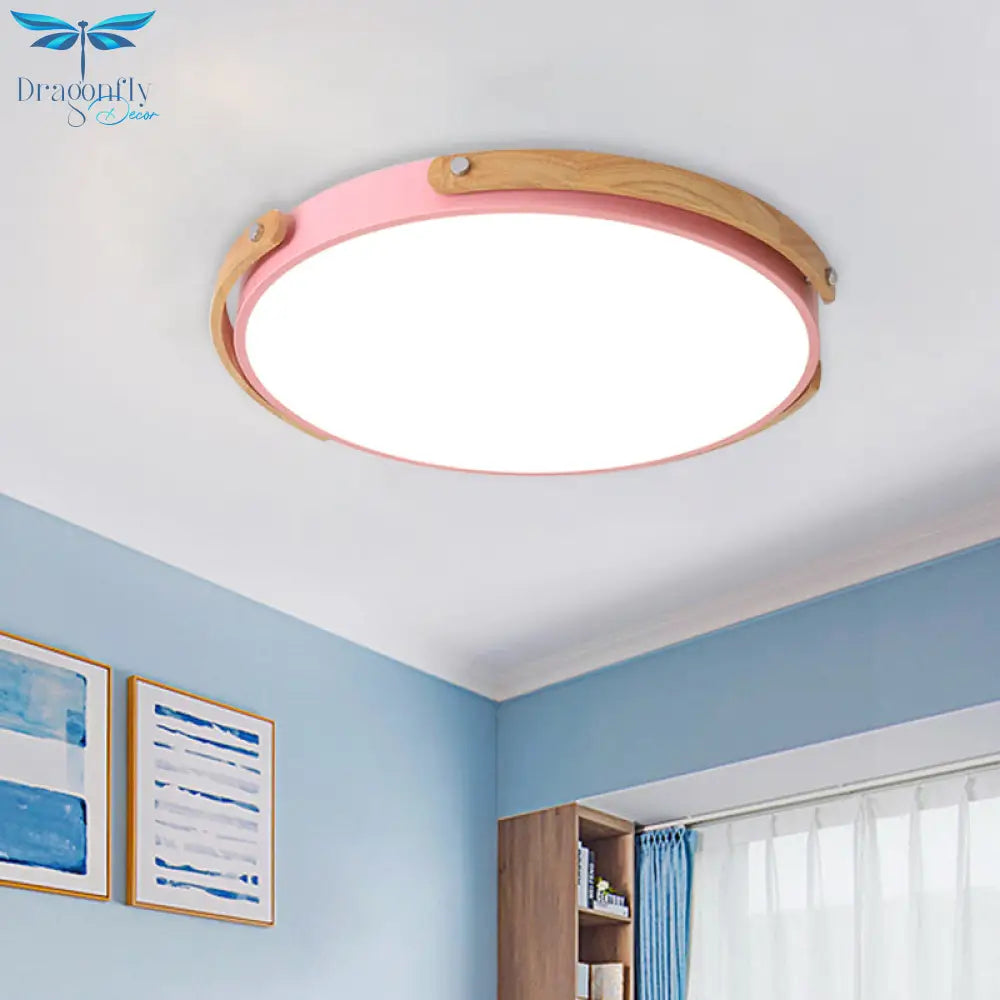 Macaron - Style Acrylic Circular Led Flush Ceiling Light - Stylish Lamp For Kid’s Bedroom And