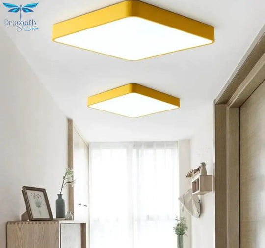 Macaroon Square Ceiling Lights For Living Room Bedroom 5Cm Height Led Lamp Dimmable Color Fixtures