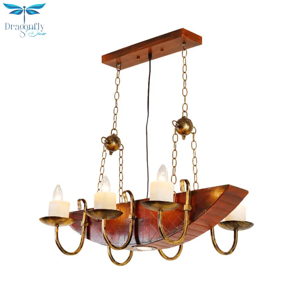 Madelon - Antique Brass Candle Chandelier Lamp Rustic Metal 6 - Light Living Room Hanging Light