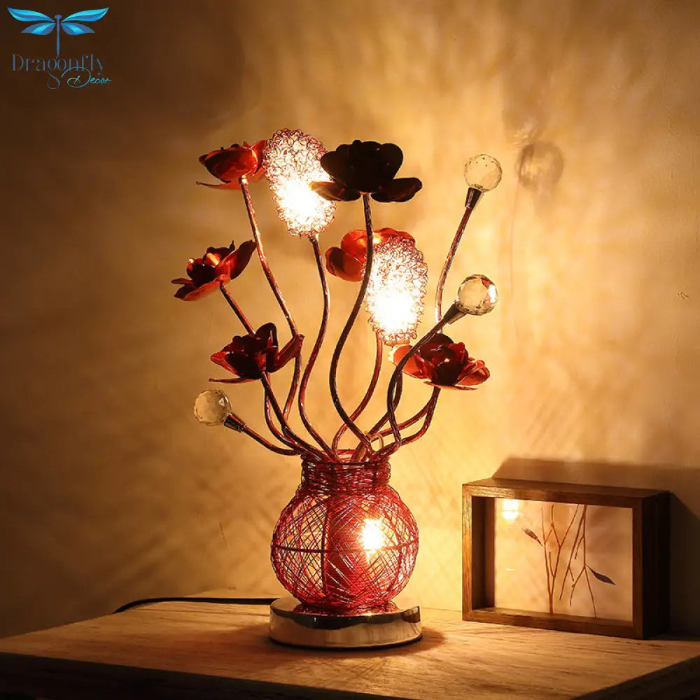 Madison - Led Flower Nightstand Lamp With Jar Base