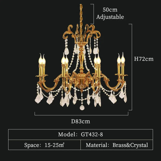 Magnifique - European Style Rococo Light Brass Pendant Lamp Led Fixtures 8Lights D83 H72Cm