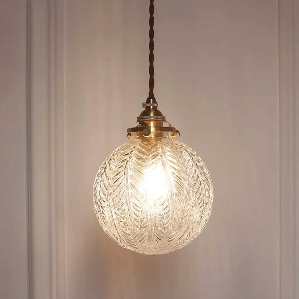 Mahasim - Colonial Global Pendant Light Fixture 1 - Head Clear/Smoke Gray Glass Hanging Lamp With