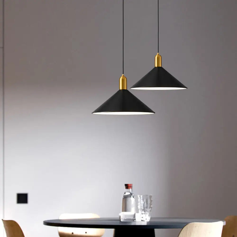 Margot - Industrial Metal Conical Drop Lamp 1 Head Dining Room Pendant Lighting Fixture Black
