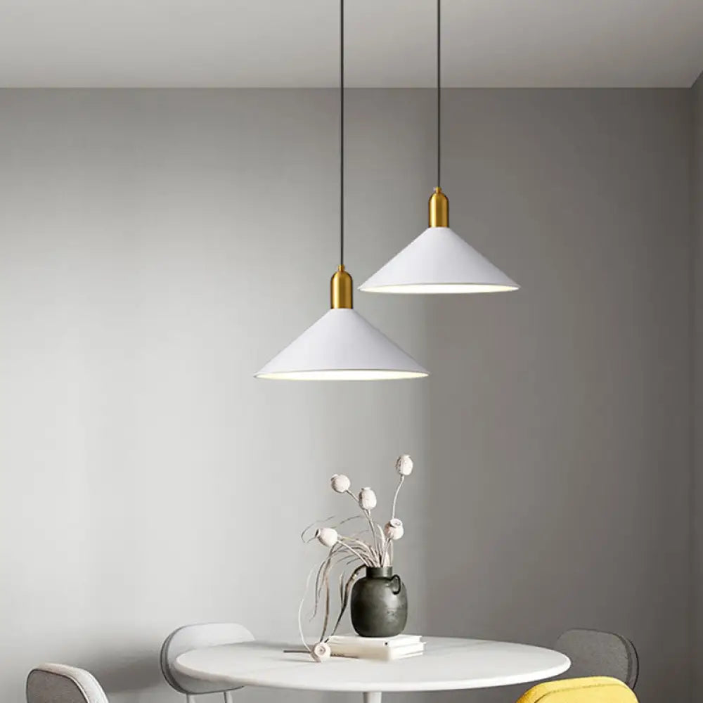 Margot - Industrial Metal Conical Drop Lamp 1 Head Dining Room Pendant Lighting Fixture White