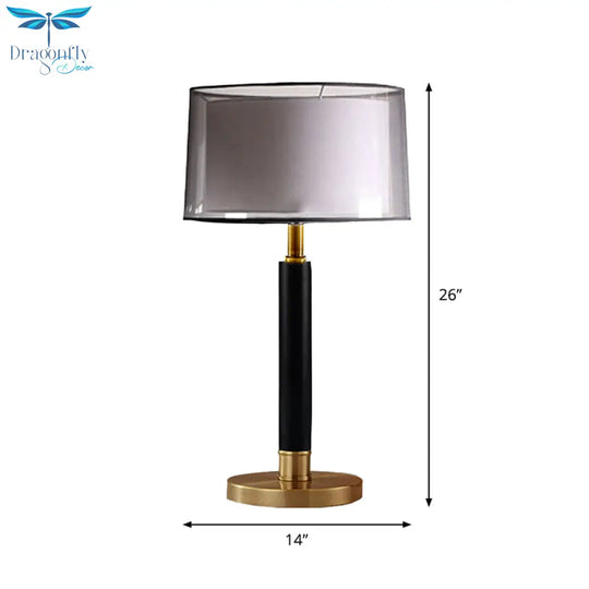 Maria - Double Drum Shade Night Light Modern Fabric 6 - Bulb Living Room Table Lamp In Black
