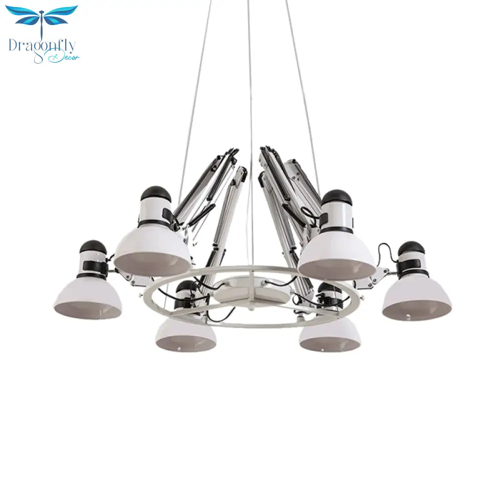 Maria - Vintage White Swing Arm 6 - Heads Chandelier Ceiling Lamp
