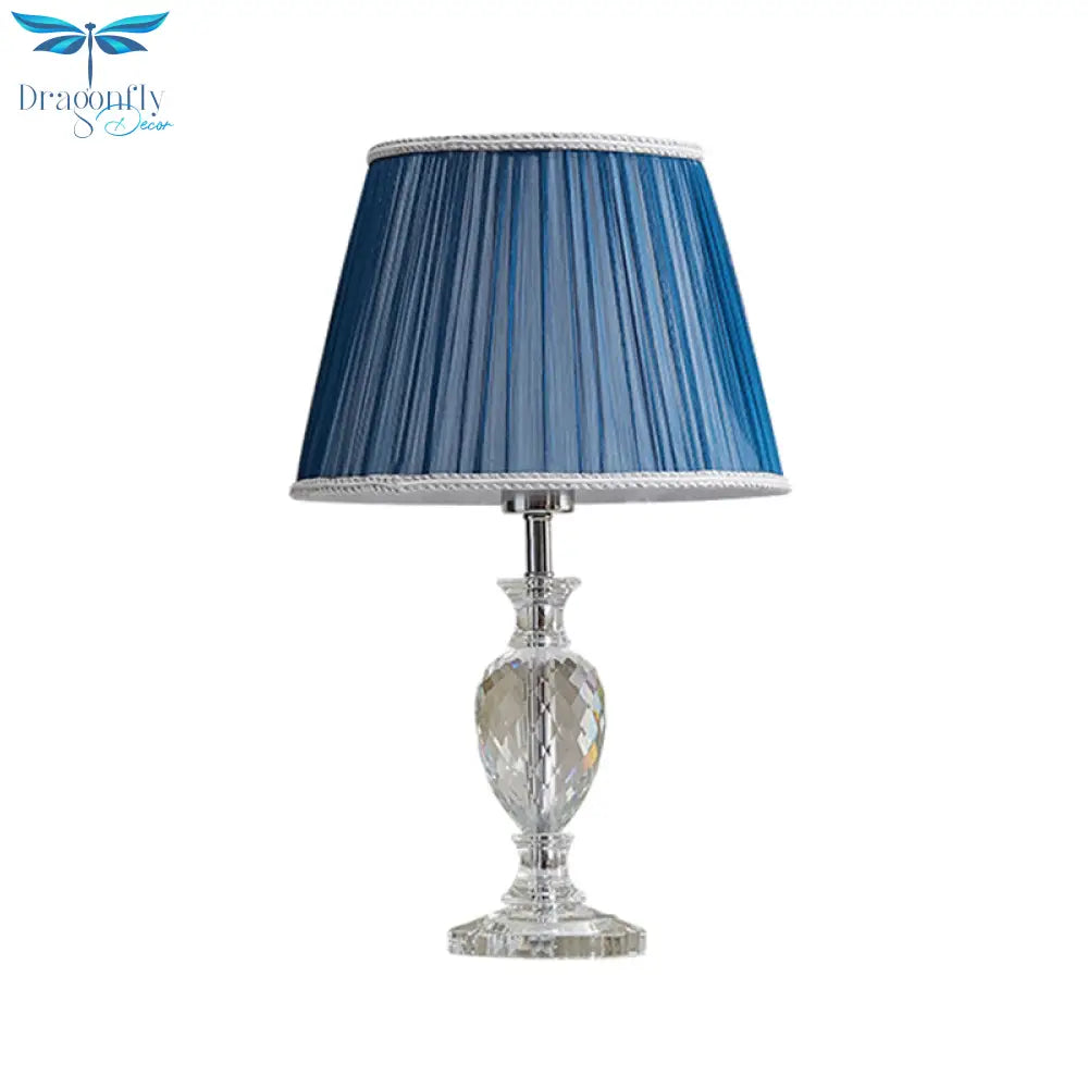 Marie - Christine - Traditional Pleated Shade Crystal Lamp 1 Head Fabric Table Light In