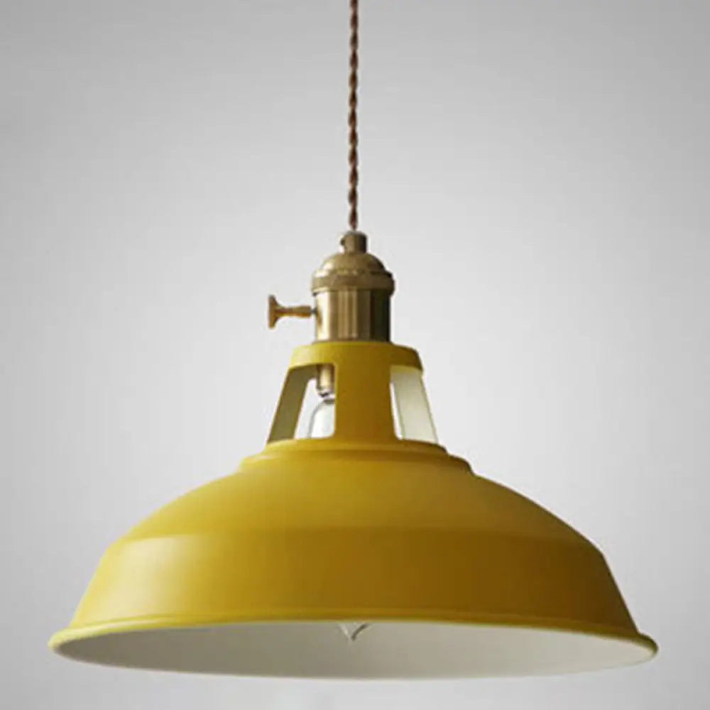 Marta - Industrial Macarons Barn Shade Pendant Light Metal 1 - Light Lighting For Restaurant Yellow