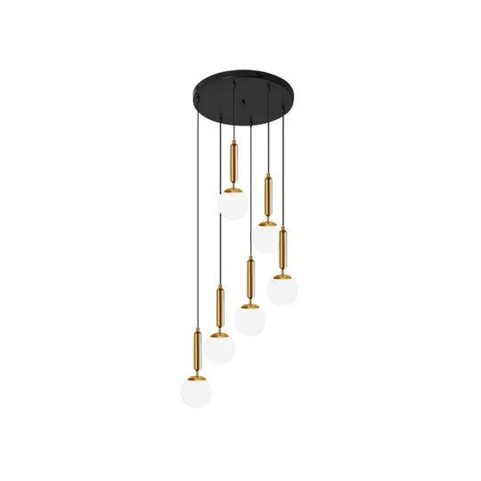 Marta - Opal Glass Global Multiple Hanging Light Simplicity Suspension Lighting For Stairs 6 / Gold