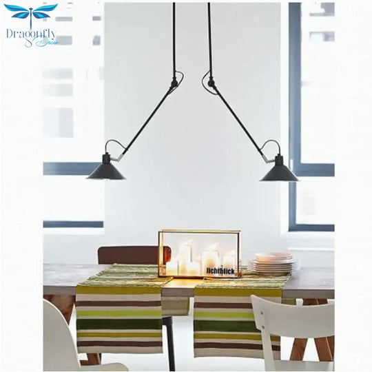 Maxwell - Retro Iron Ceiling Lamp 2 - Light Rocker Black Fixture For Living Room Restaurant And