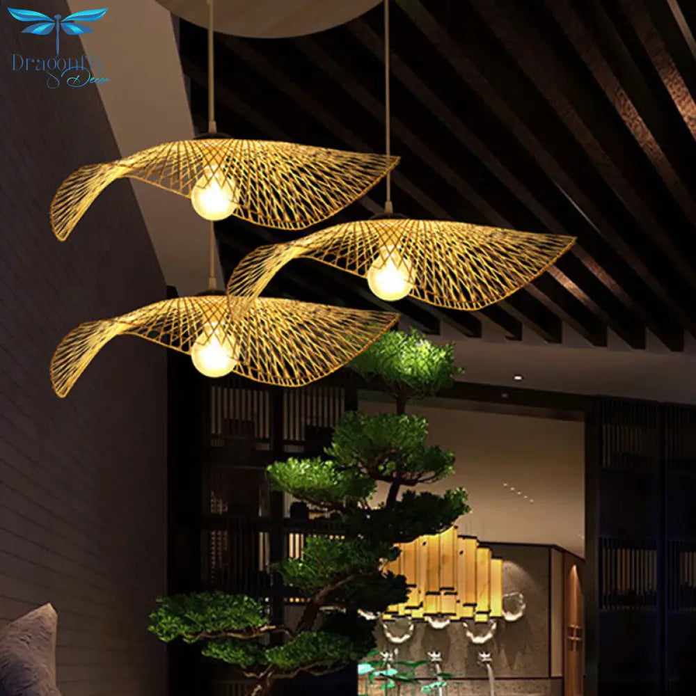 Meara - Lotus Leaf Bamboo Pendant Light