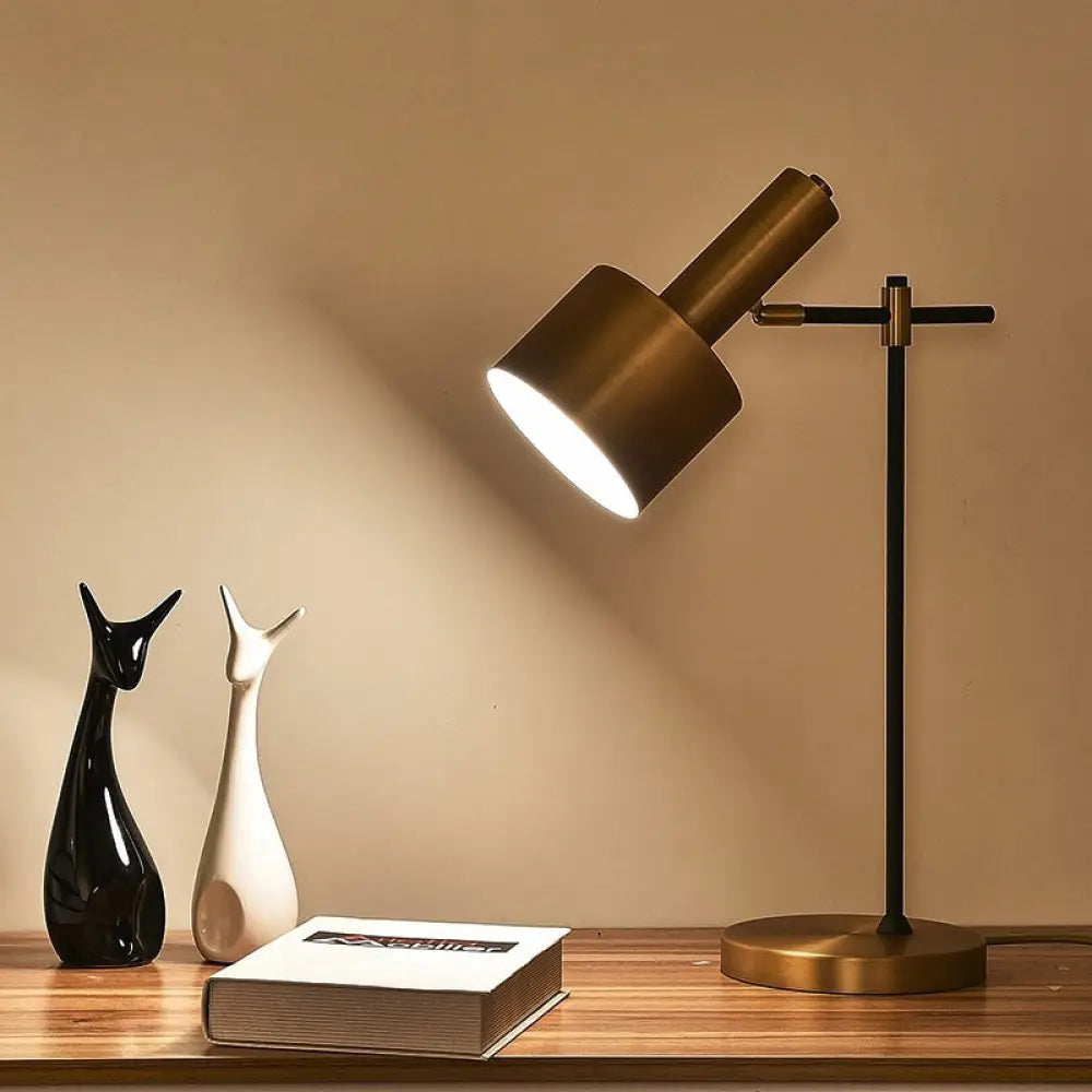 Menkab - Modern 1 - Bulb Bedroom Table Light Brass Night Lighting With Grenade Metal Shade