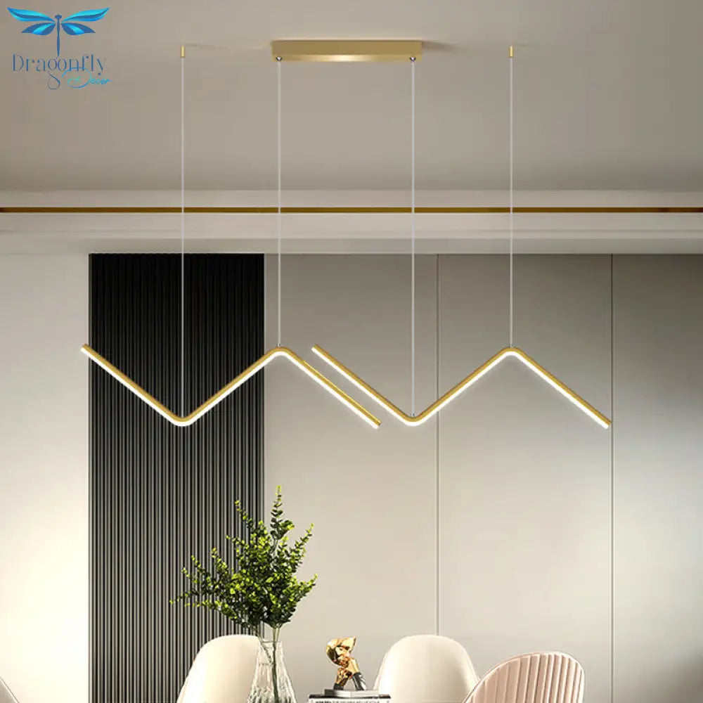 Menkab - Modern Zigzag Pendant Light Fixture Minimalism Aluminum Dining Room Led Ceiling In