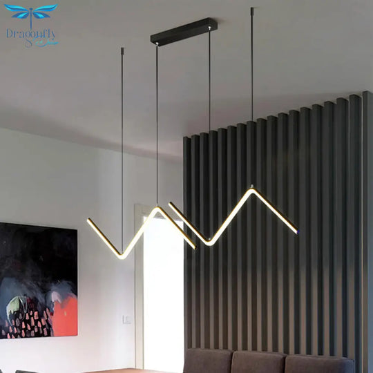 Menkab - Modern Zigzag Pendant Light Fixture Minimalism Aluminum Dining Room Led Ceiling In