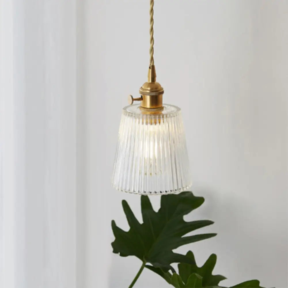 Menkent - Vintage Shaded Pendant Light: 1 - Light Clear Glass Hanging Fixture For / B
