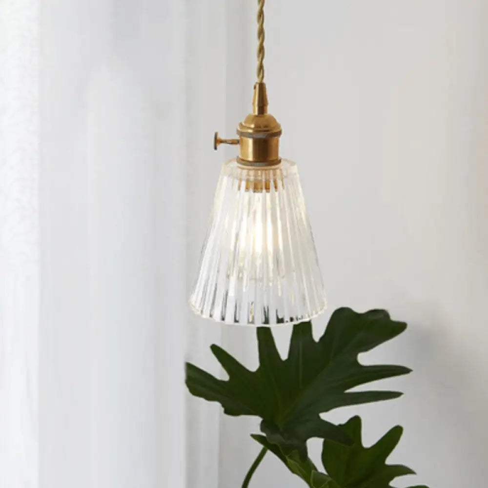 Menkent - Vintage Shaded Pendant Light: 1 - Light Clear Glass Hanging Fixture For / D