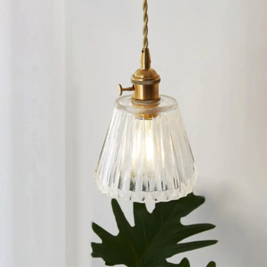 Menkent - Vintage Shaded Pendant Light: 1 - Light Clear Glass Hanging Fixture For / E
