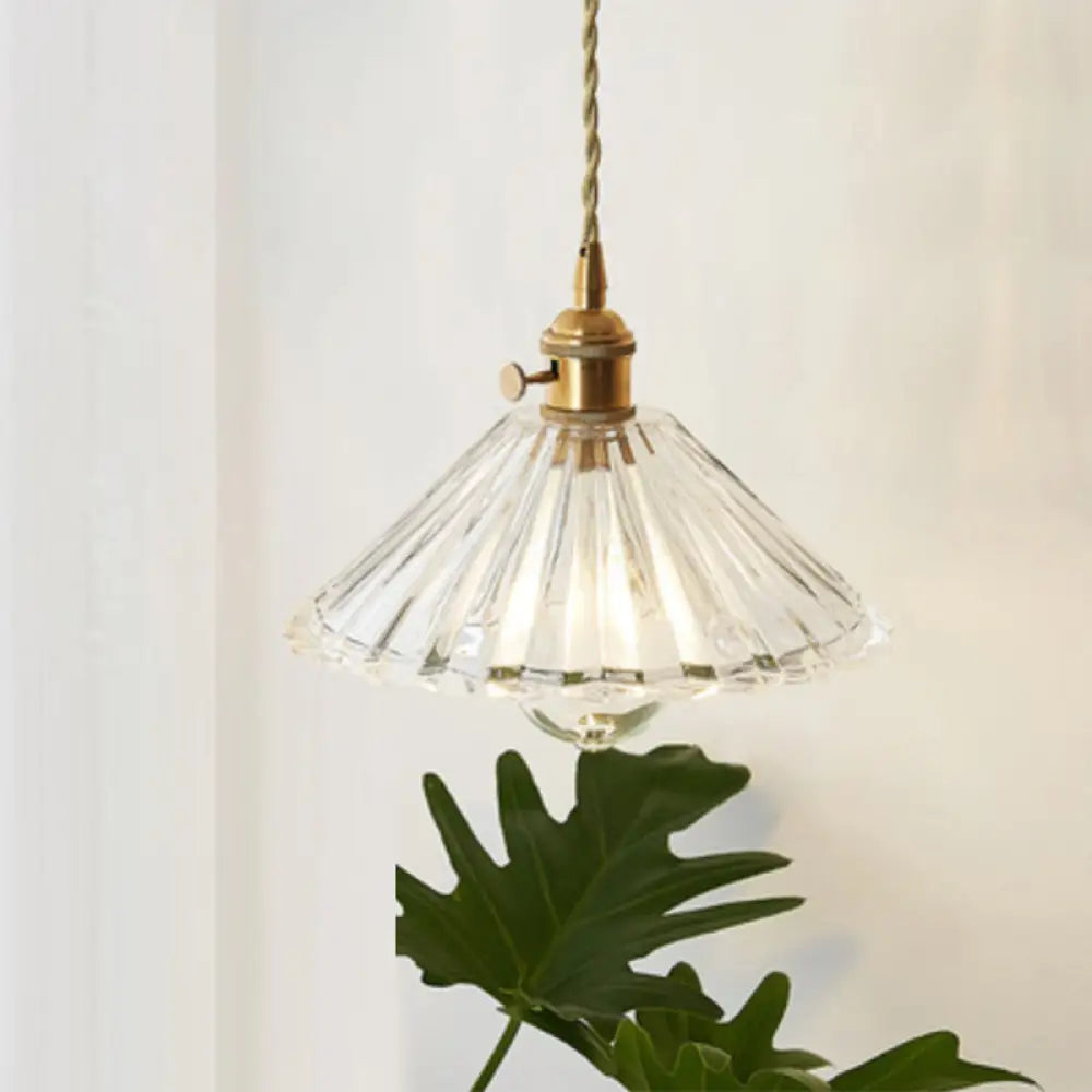 Menkent - Vintage Shaded Pendant Light: 1 - Light Clear Glass Hanging Fixture For / G