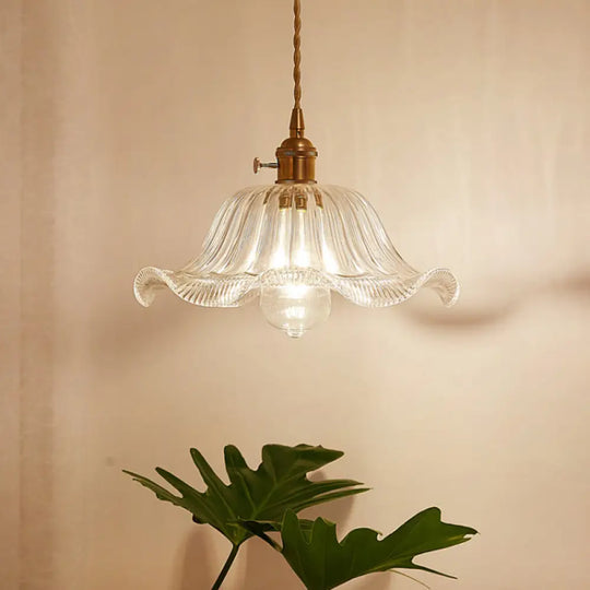 Menkent - Vintage Shaded Pendant Light: 1 - Light Clear Glass Hanging Fixture For / H