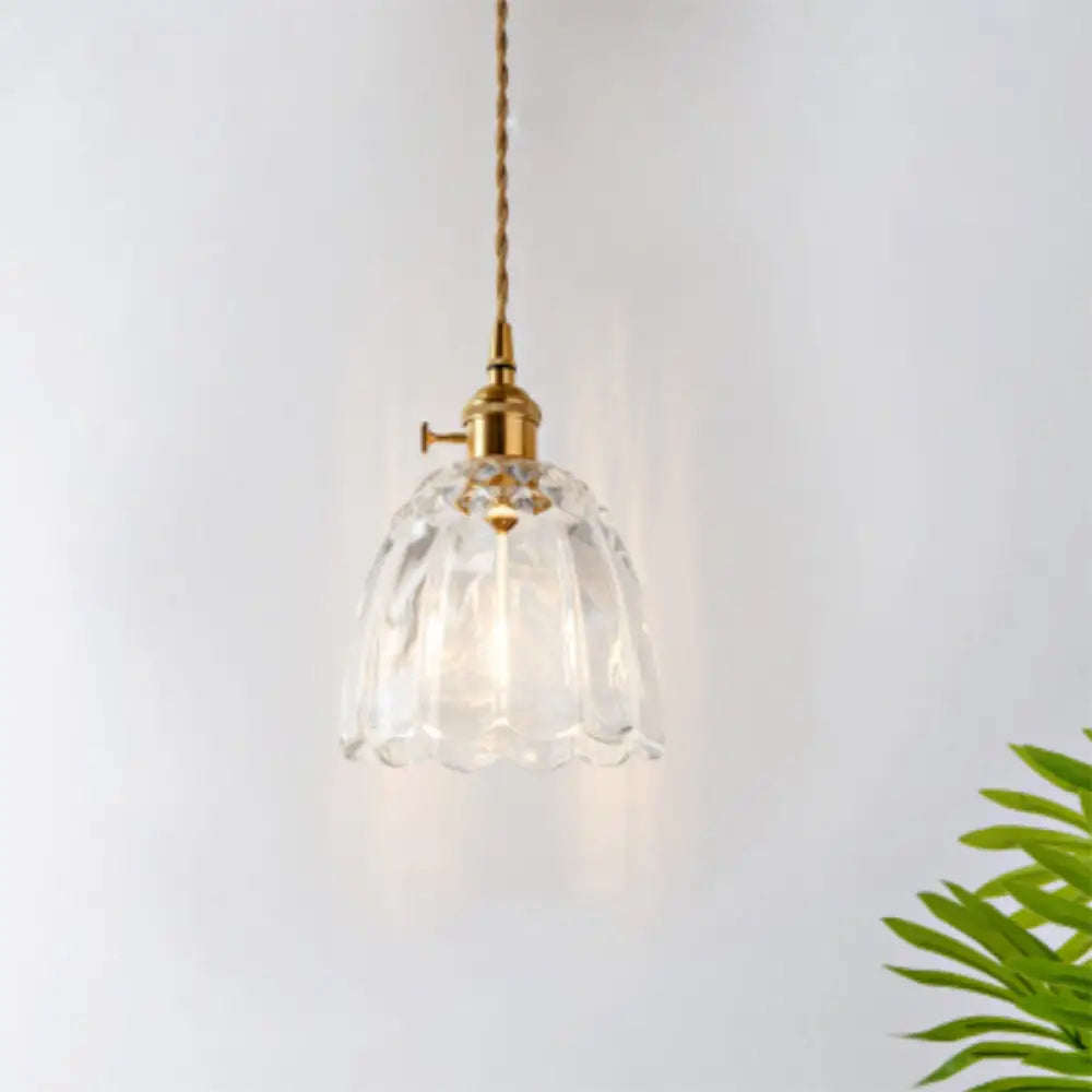 Menkent - Vintage Shaded Pendant Light: 1 - Light Clear Glass Hanging Fixture For / I