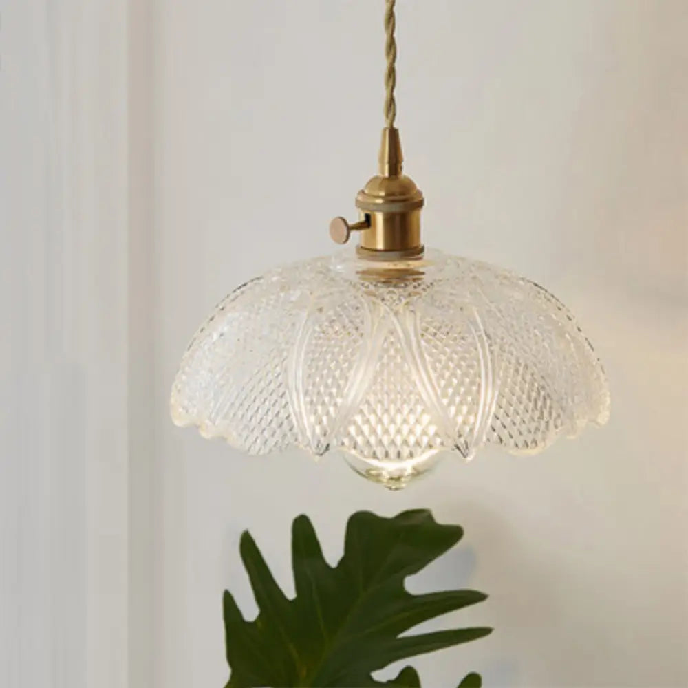 Menkent - Vintage Shaded Pendant Light: 1 - Light Clear Glass Hanging Fixture For / J