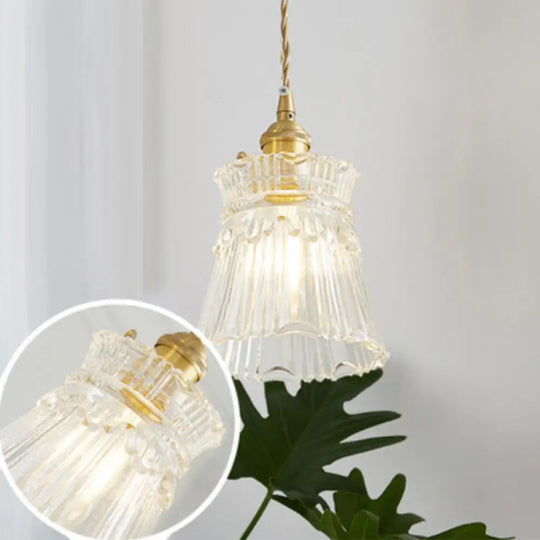 Menkent - Vintage Shaded Pendant Light: 1 - Light Clear Glass Hanging Fixture For / L