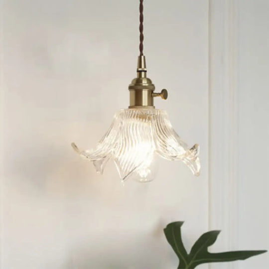 Menkent - Vintage Shaded Pendant Light: 1 - Light Clear Glass Hanging Fixture For / N