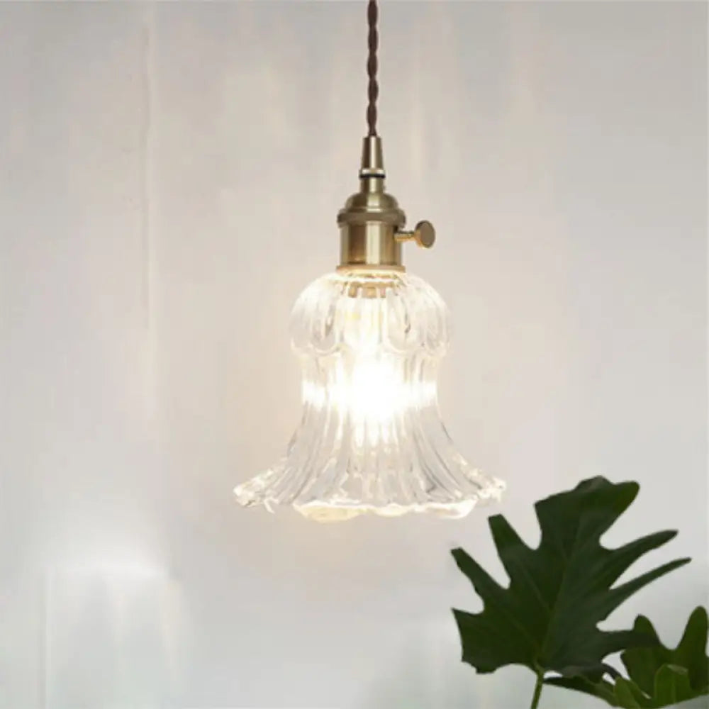 Menkent - Vintage Shaded Pendant Light: 1 - Light Clear Glass Hanging Fixture For / O